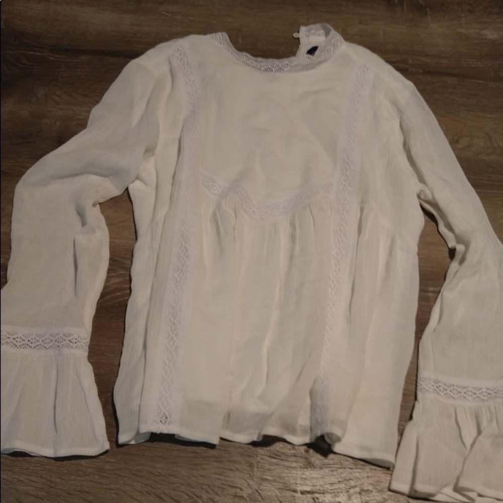 White Lace Long Sleeve Blouse
